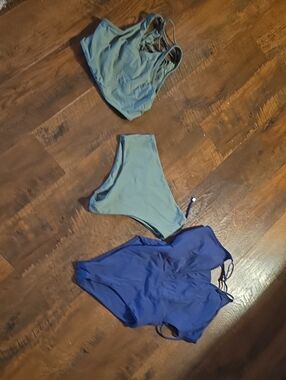 BuffBunny Reversible Bikini Set in Slate Blue and Sage
